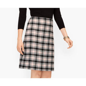 Talbots Women’s Size 16P Festive Check Pink Grey Wool Lined Skirt
